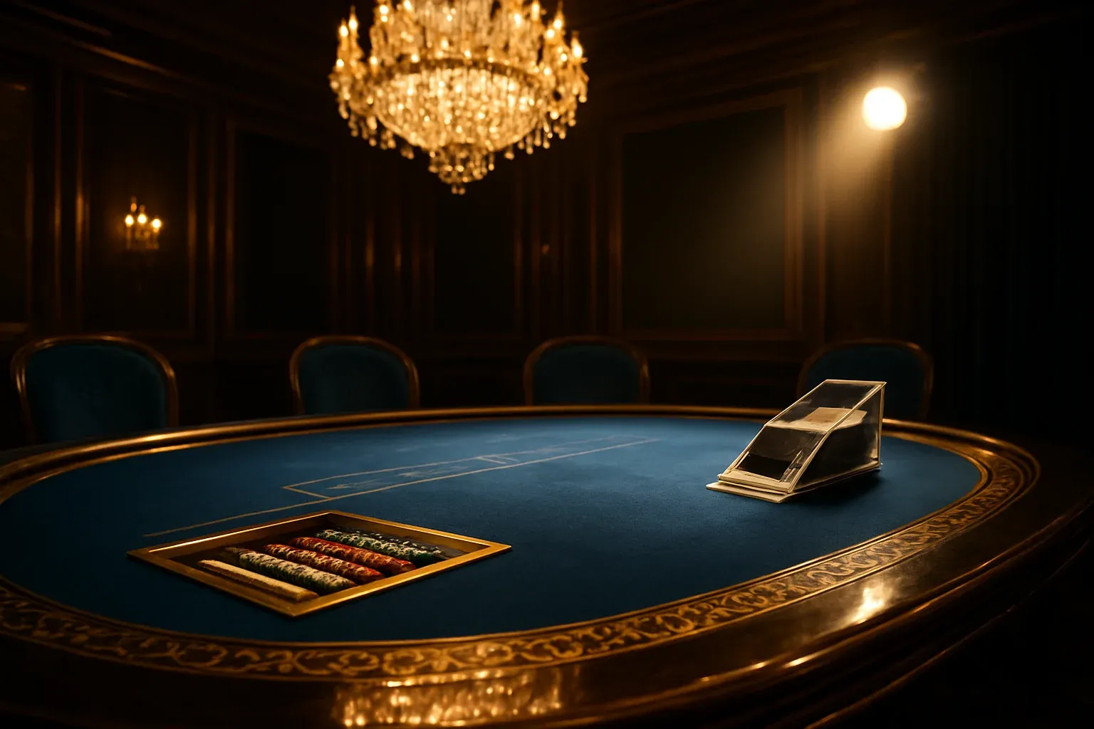 Hyperrealistic wide shot of premium live baccarat studio in the Philippines